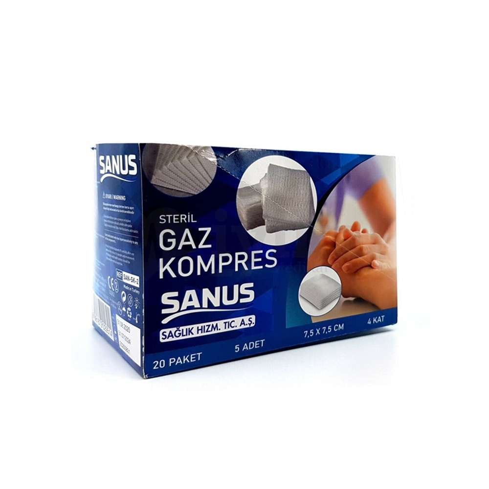 Sanus Gaz Kompres Steril 7,5cm x 7,5cm 100'lük