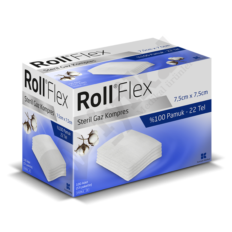 Rollflex Steril Gaz Kompres 7,5cm x 7,5cm 100'lük